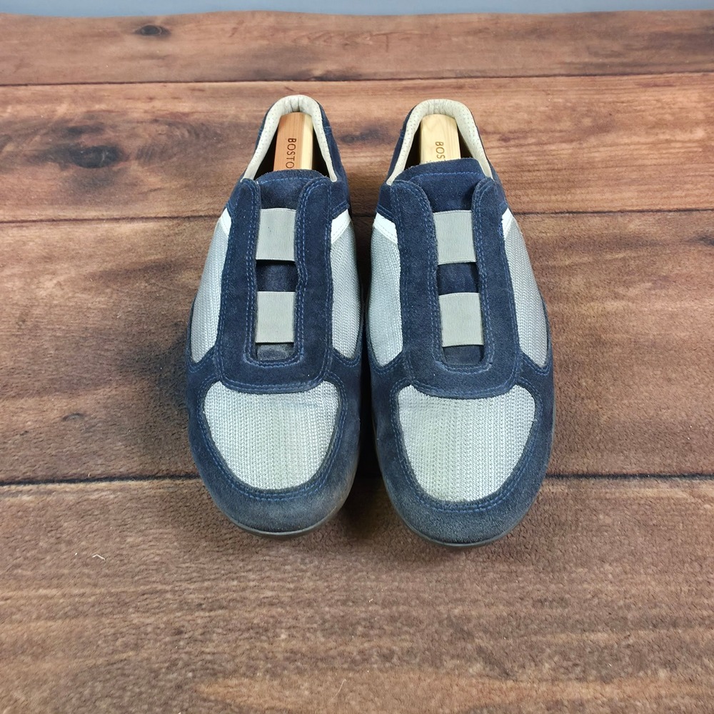 Prada Sport Sneakers Mens 8.5 Navy Blue Good Suede Mesh Linea Rossa 4P 0890